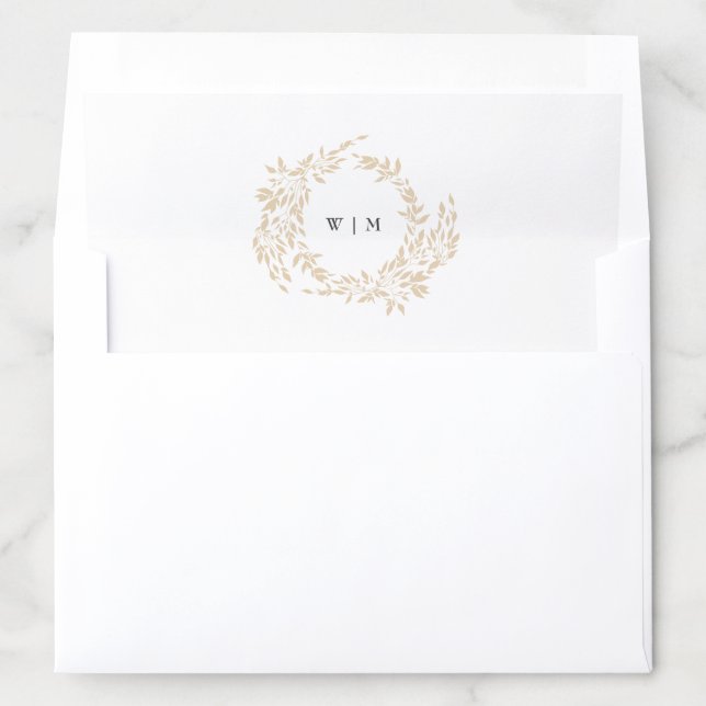 traditional Monogram Blush Crest Elegant Wedding Envelope Liner (In Envelope)