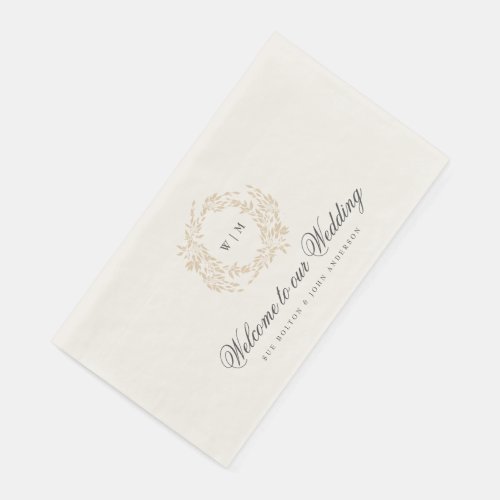 traditional Monogram Blush Crest Elegant Wedding Paper Guest Towels