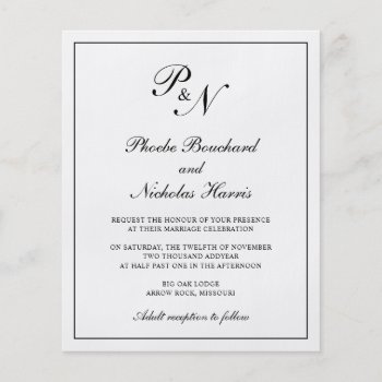 Traditional Monogram Budget Wedding Invitation Flyer by LeRendezvous at Zazzle