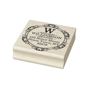 Traditional Monogram Circle Return Address Rubber Stamp