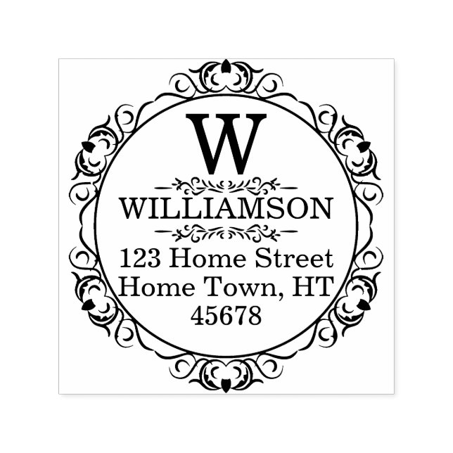 Traditional Monogram Circle Return Address Self-inking Stamp (Design)