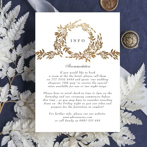 traditional Monogram Crest Classic Elegant Wedding Enclosure Card