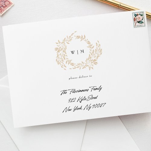 traditional Monogram Crest Classic Elegant Wedding Envelope