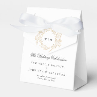 traditional Monogram Crest Classic Elegant Wedding Favor Boxes