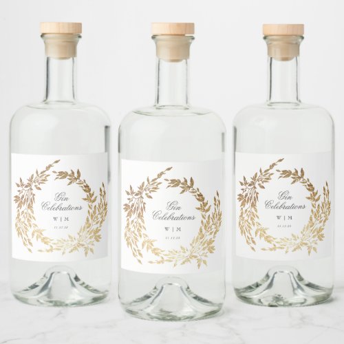 traditional Monogram Crest Classic Elegant Wedding Liquor Bottle Label