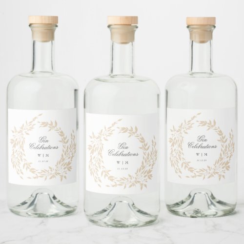 traditional Monogram Crest Classic Elegant Wedding Liquor Bottle Label