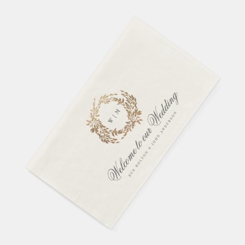 traditional Monogram Crest Classic Elegant Wedding Paper Guest Towels