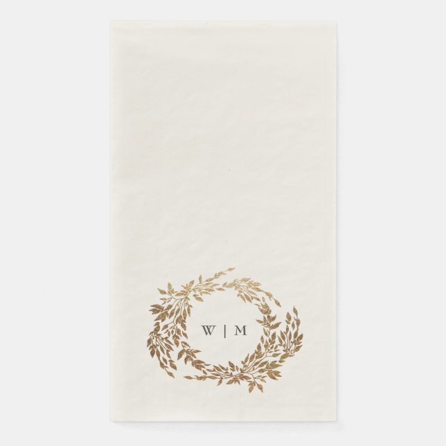 traditional Monogram Crest Classic Elegant Wedding Paper Guest Towels (Front)
