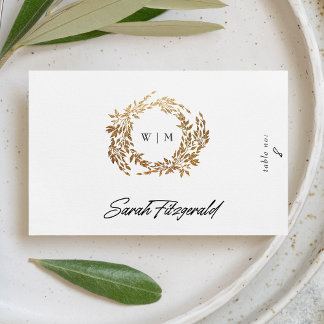 traditional Monogram Crest Classic Elegant Wedding Place Card