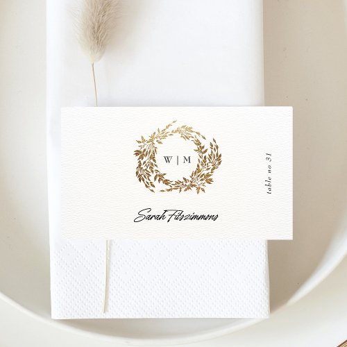 traditional Monogram Crest Classic Elegant Wedding Place Card