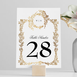 traditional Monogram Crest Classic Elegant Wedding Table Number