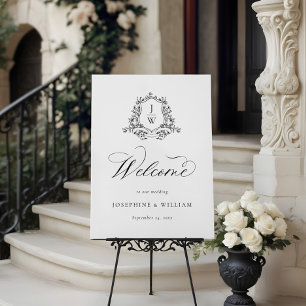 Traditional Monogram Crest Floral Elegant Wedding Foam Board