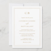 Traditional Monogram Gold Elegant Wedding Invitation (Front)