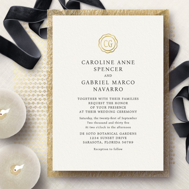 Traditional Monogram Seal Foil Invitation (Creator Uploaded)