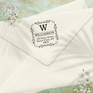 Traditional Monogram Square Return Address Self-inking Stamp