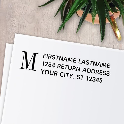 Traditional Monogram with Name Return Address Self_inking Stamp