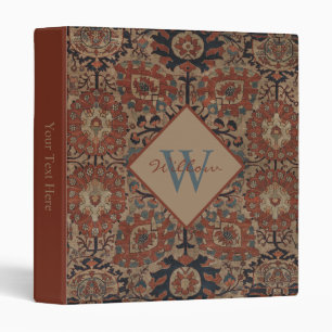 Traditional Monogrammed Oriental Persian Pattern 3 Ring Binder