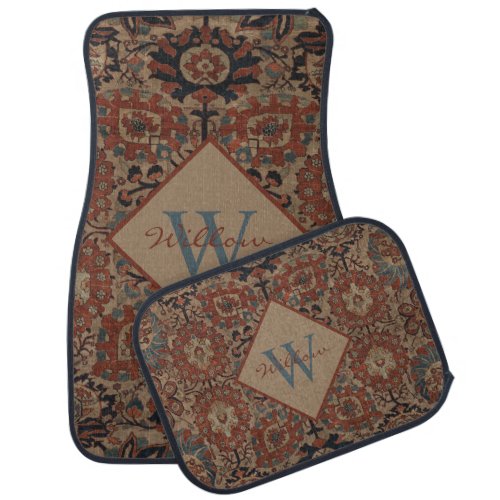 Traditional Monogrammed Oriental Persian Pattern Car Floor Mat