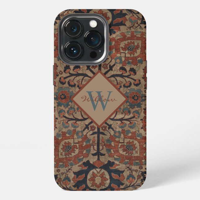 Traditional Monogrammed Oriental Persian Pattern Iphone Case (Back)