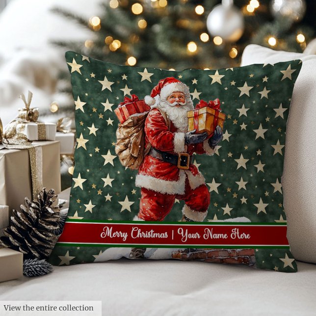 Traditional Monogrammed Santa Claus Throw Pillow (Traditional Monogrammed Santa Claus Throw Pillow)