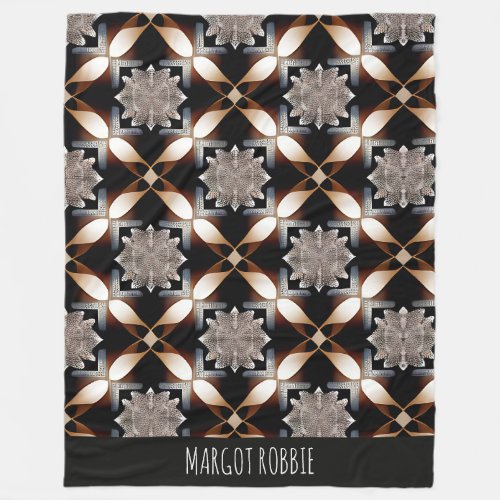 Traditional Moroccan Brown Geometric Pattern Fleece Blanket