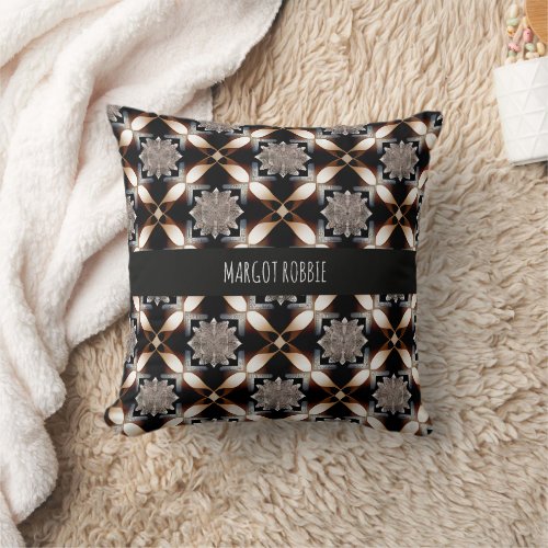 Traditional Moroccan Brown Geometric Pattern Throw Pillow