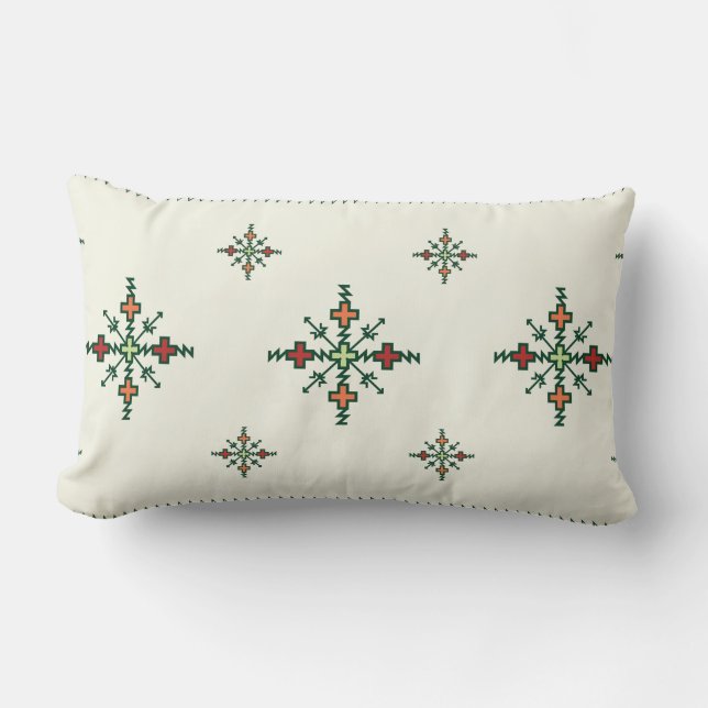 Traditional Moroccan Embroidery | Fassi Embroidery Lumbar Pillow (Front)