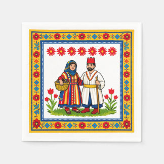Traditional Moroccan Folk Art Cocktail Napkins