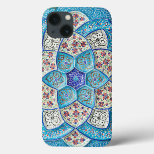 Traditional Moroccan turquoise Blue, white, salmon iPhone 13 Case