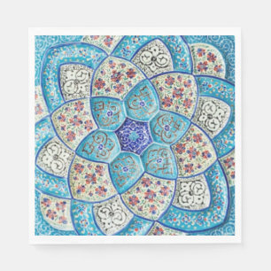 Traditional Moroccan turquoise Blue, white, salmon Napkins