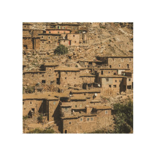 Traditional Moroccan village, archival architectur Wood Wall Art