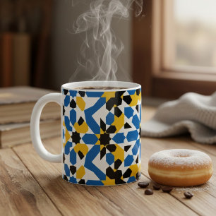Traditional Moroccan Zellige Geometric Pattern Coffee Mug