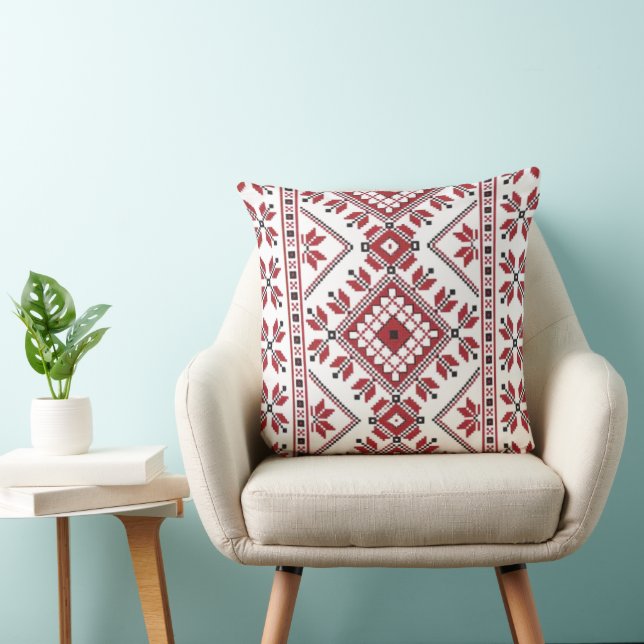 Traditional Motif, Romanian Traditional Motif  T-S Throw Pillow (Chair)