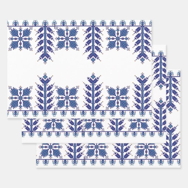 Traditional Motif, Romanian Traditional Motif  T-S Wrapping Paper Sheets (Set)