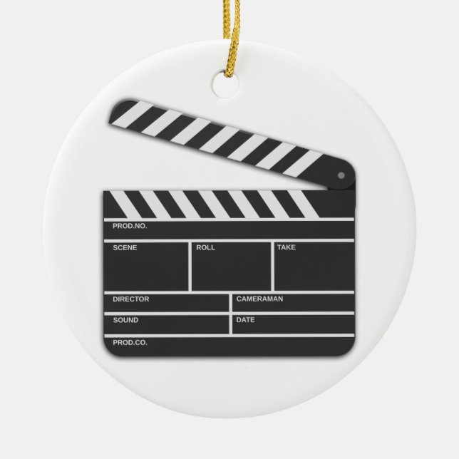Traditional Movie Clapper-Board Ceramic Ornament (Front)