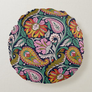 Traditional Mughal Allover Designart,asian,backgro Round Pillow