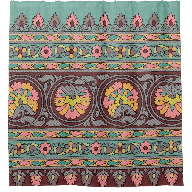 Traditional Mughal Border art,pattern,flower,geome Shower Curtain (Front)