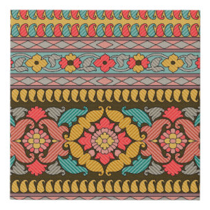 Traditional Mughal Border Designart,ethnic,fabric, Faux Canvas Print