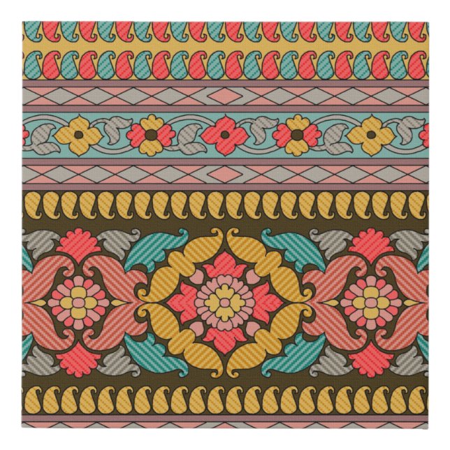 Traditional Mughal Border Designart,ethnic,fabric, Faux Canvas Print (Front)