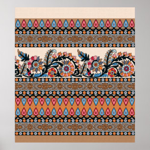 Traditional Mughal Border Designart, seamless, afr Poster