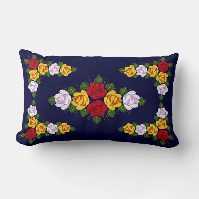Traditional narrowboat art lumbar pillow (Front)