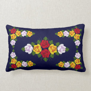Traditional narrowboat art lumbar pillow