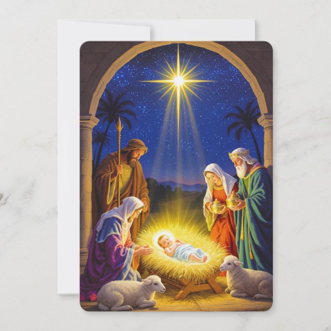 Traditional Nativity Holy Family Invitation (Front)