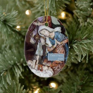 Traditional Nativity Manger Scene Ceramic Ornament