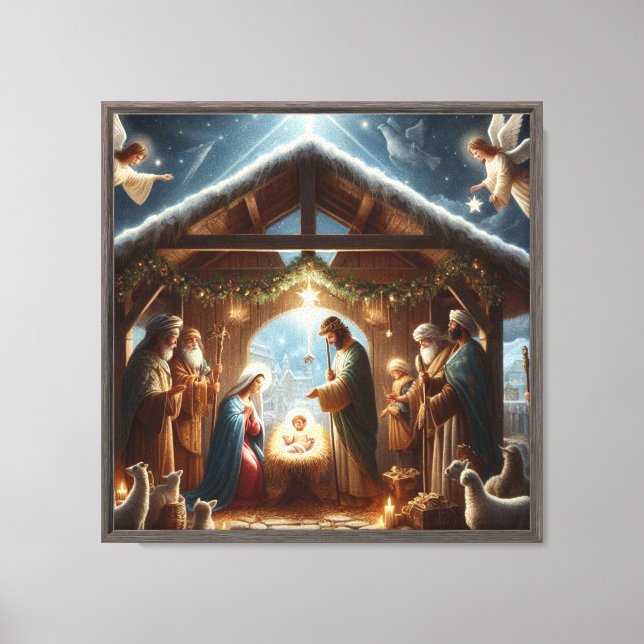 Traditional Nativity Scene Canvas Print (Front)