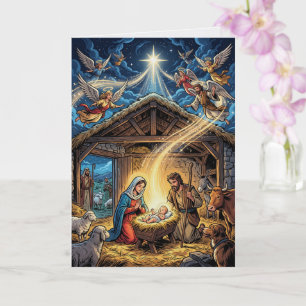 Traditional Nativity Scene Christmas Card