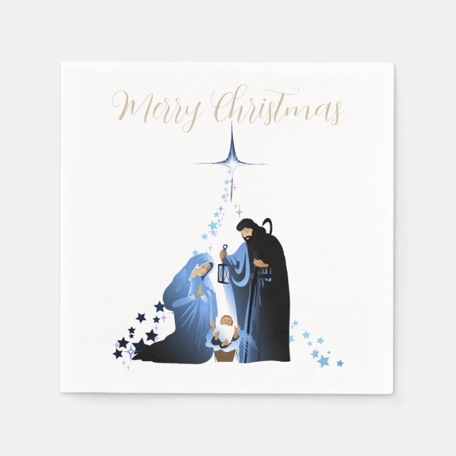 Traditional Nativity Scene Christmas greetings Napkins (Front)