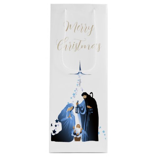 Traditional Nativity Scene Christmas greetings Wine Gift Bag