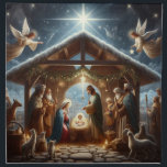 Traditional Nativity Scene Cloth Napkin<br><div class="desc">This beautiful and festive Nativity scene is a perfect addition to your Christmas decor. The artwork features the Holy Family, Mary, Joseph, and baby Jesus, surrounded by adoring angels and shepherds. The scene is set against a backdrop of twinkling stars and a shining star, symbolizing the birth of Christ. This...</div>