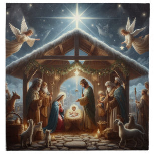 Traditional Nativity Scene Cloth Napkin